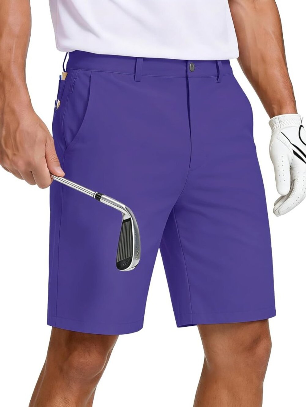 Men's Stretch Golf Shorts 8" & 11" Inseam, Zipper Pocket, Comfortable Activewear